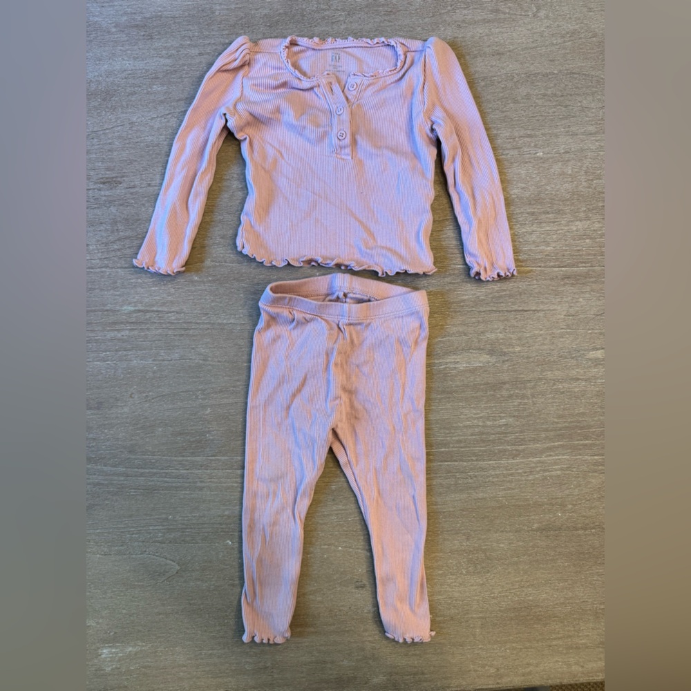 Baby GAP Pink Ribbed Long Sleeve Top and Pants Set